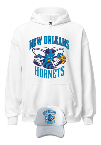 Buzo New Orleans Hornets Saco Capota Hoodie Obsequio Gorra X