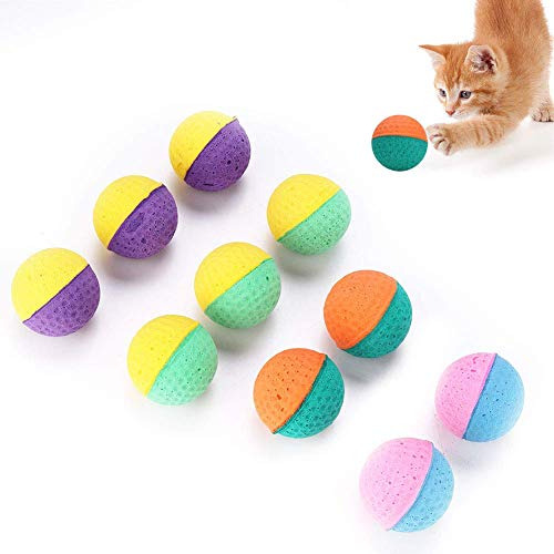 10pcs Cat Latex Balls Juguetes, Pet Kitten Colorful Foam Bal