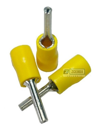 Terminal Conector Pin Solido Amarilla Para Cable 10-12 X100 