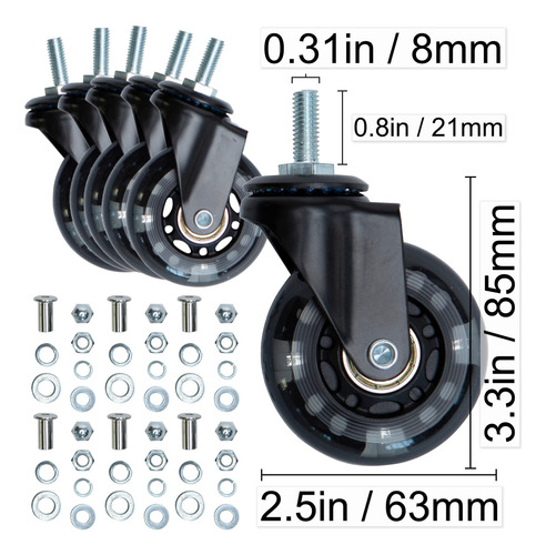 Roller Blade De Goma Creeper Caster Wheels Afk Tech, Juego D