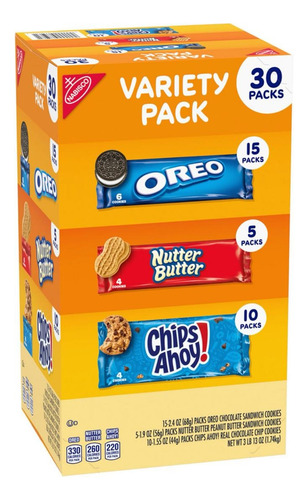 Nabisco Variedad De Galletas 30pck, Oreo,nutter, Chips Ahoy