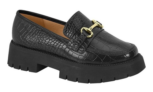 Mocassim Loafer Oxford Vizzano Solado Tratorado Croco Fivela