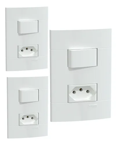 comprar Interruptor 1 Tecla Simples + 1 Tomada 10a Lunare Up 3 Pçs