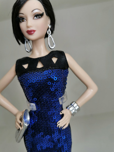 Vestido Barbie The Look Night Out Collector Lentejuela Azul (Usado)
