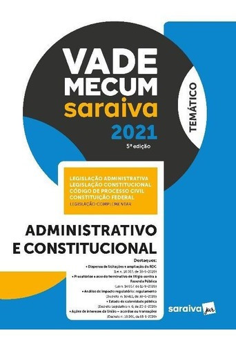Vade Mecum Administrativo E Constitucional Temático, De Saraiva Editorial. Editora Saraiva, Capa Dura, Edição 5 Em Português, 2021