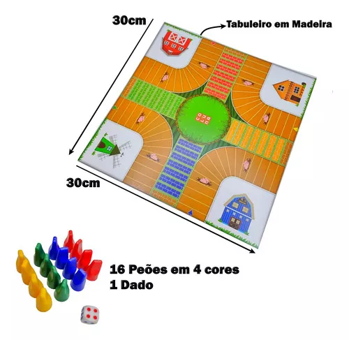 Jogo de tabuleiro Infantil Ludo em Madeira MDF - Coluna - Jogos de