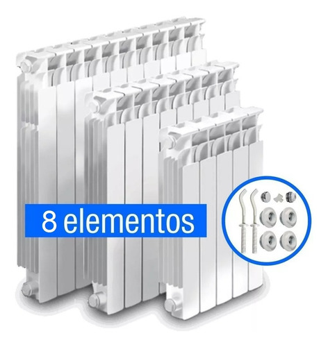 Imagen 3 de 5 de Radiador Caldaia 8 Elementos Con Kit Instalación