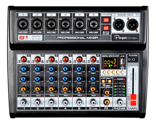 Mixer Interfaz Usb Consola 6 Canales Grabacion Efectos