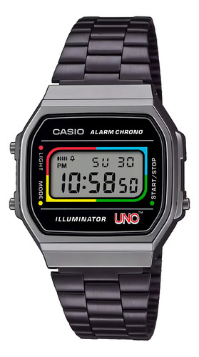 Reloj Unisex Casio A168weuc-1adr Core Mens Correa Gris Bisel Gris Fondo Negro