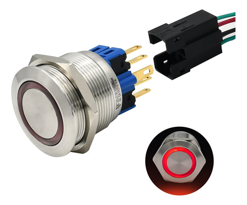 Interruptor Momentaneo Boton In Auto-reset Shell Acero Led