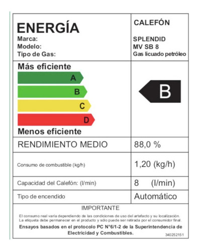 Calefont 8 Litros Tiro Natural Gas Licuado Master Splendid