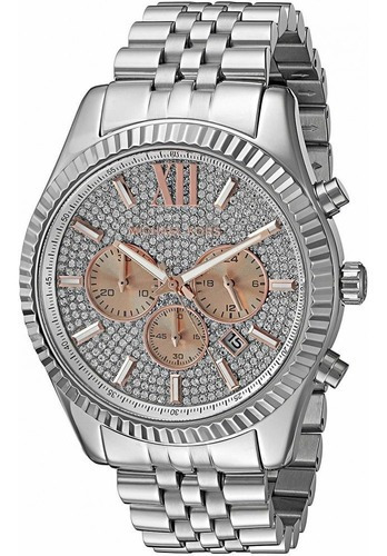 Reloj Para Hombre Michael Kors Lexington Mk8515 Color de la correa Plateado Color del bisel Plateado Color del fondo Plateado