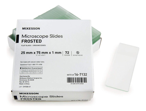 Portaobjetos Para Microscopio Mckesson Frosted, 25 Mm X 7 Mm