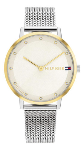 Reloj Tommy Hilfiger Mujer Pippa 1782667 Color de la malla Plateado Color del bisel Dorado Color del fondo Beige