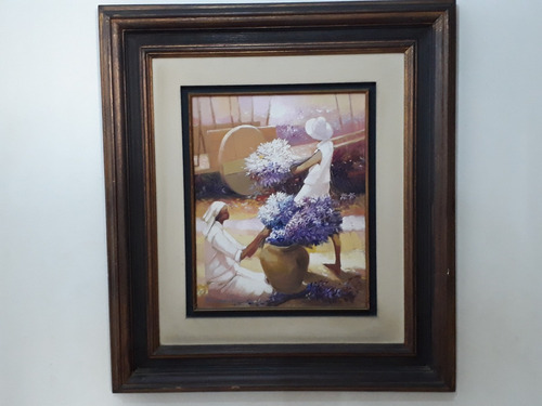 956- Manoel Costa - Ost. 67x75 Cm C/mold. Colheita De Flores (Usado)