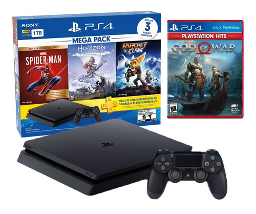Consola Ps4 1tb Slim Mega Pack 15 + God Of War .