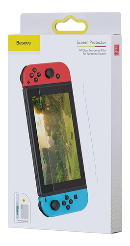 Imagen 5 de 8 de Mica Nintendo Switch Baseus Cristal Templado Kit Limpiador