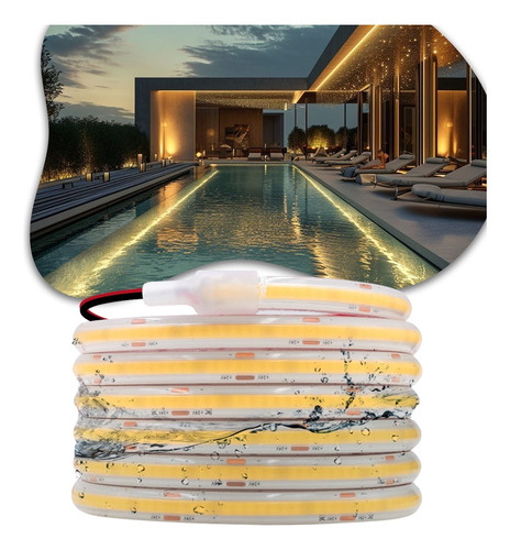 Fita Led Cob A Prova D'água Submersível Ip68 5m + Fonte 24v