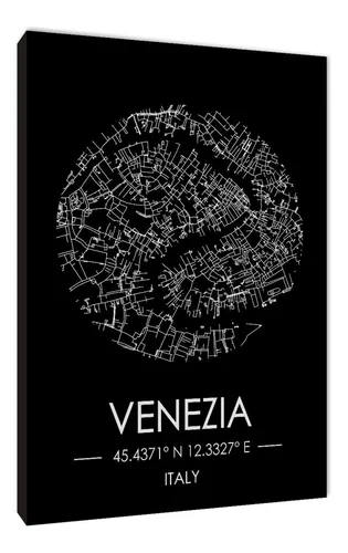 Cuadros Mapa Venecia Varios Modelos 20x29