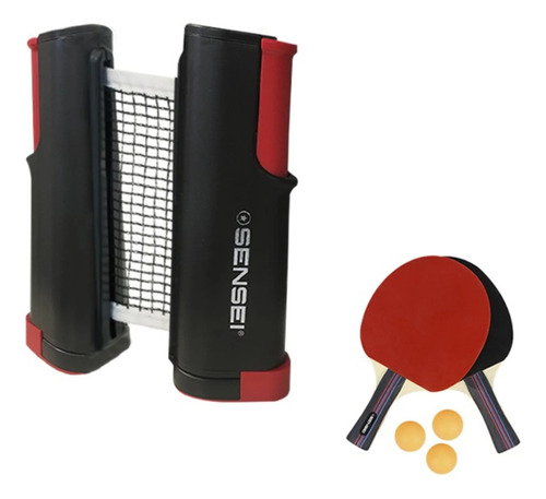 Set Ping Pong 2 Paletas + 3 Pelotas Y Red Instant Sensei