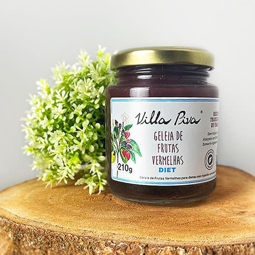 Geléia diet Villa Piva frutas vermelhas em frasco sem glúten 210g pacote x 3