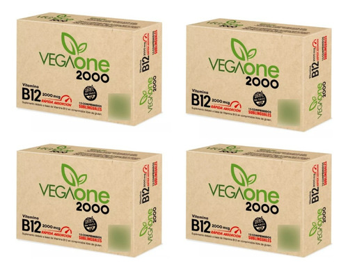 Vegano One Vitamina B12 2000g Más Concentrado Sublingual X4