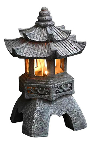 Lámpara Decorativa De Jardín De Resina Con Forma De Pagoda S