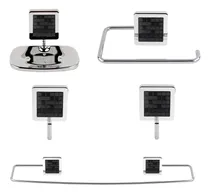 Comprar Set De Baño Accesorios De Baño 5 Piezas Jackwal Obi Negro Color Cromo Y Negro