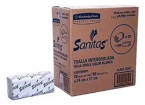 Sanitas Kimberly Clark Toalla Para Manos Interdoblada Caja 2