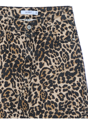 Pantalon Wide Leg Aminal Print Mujer Tiro Medio Infoestilos