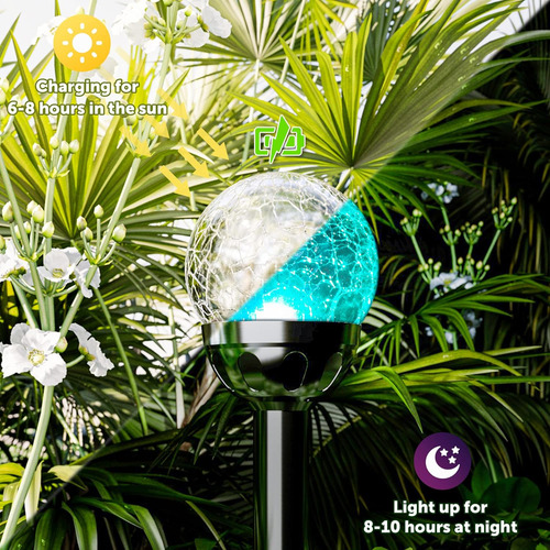 Luz Solar Para Exterior, Luces De Jardín Led Dobles Con Vidr