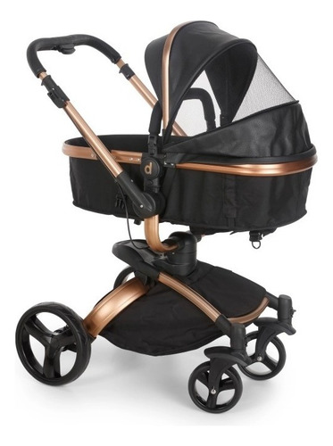 Carrinho De Bebê Travel System Dzieco Vulkan Preto /dourado Chassi Dourado