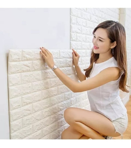 Imagen 4 de 6 de Pack 10 Lamina 3d Rosas Mural Autoadhesivo 3d Ladrillo 70x77