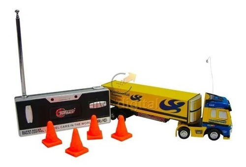 Camion Con Acoplado Radio Control Con Conos Escala 1:98