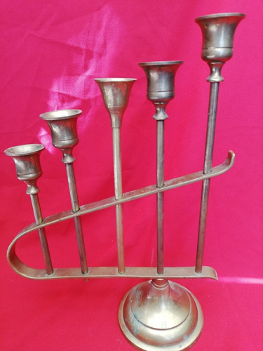 Candelabro De Bronce Antiguo 4 Velas