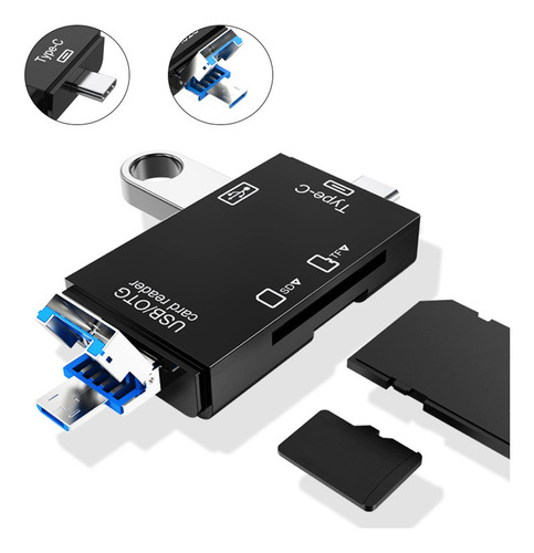 2pcs Adaptador Lector Tarjeta Usb Tipo-c Sd Tf Otg Portátil