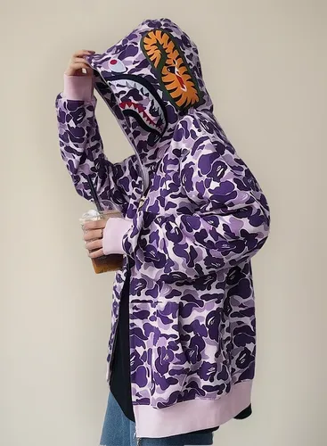 Chaqueta Unisex Con Capucha Holgada En Forma De Tiburón Para