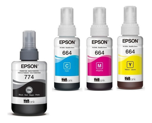 Combo Tinta  Epson Original 774 + 664 X 4 Colores L1455 L655