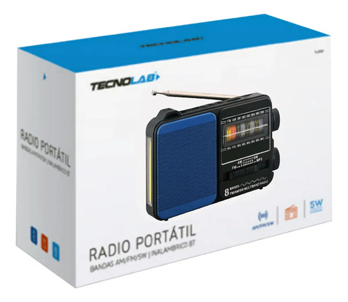 Radio Portatil 5w Recargable Usb Con Linterna Tenolab 321bt