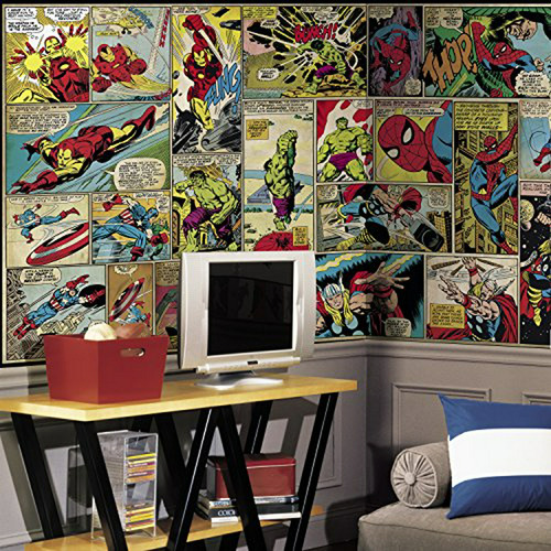 Roommates Jl1398m Mural De Barra De Silla Marvel Comic Panel