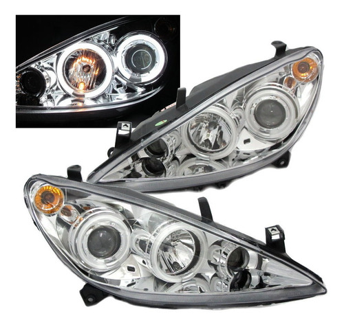 Farol Led Retrofit Angel Peugeot 307 2001 A 2006 Cromado