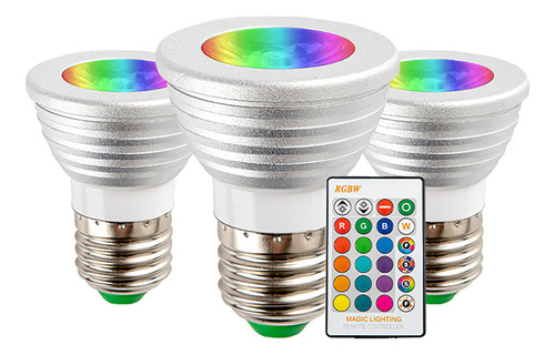 Kit 10 Lâmpada Led Rgb 16 Cores 5w Bivolt E27 Com Controle 