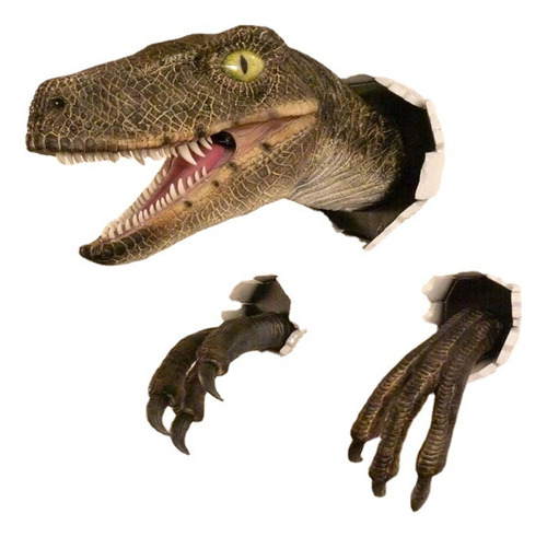 Estatua De Velociraptor Para Pared, Montaje En Resina, Escul