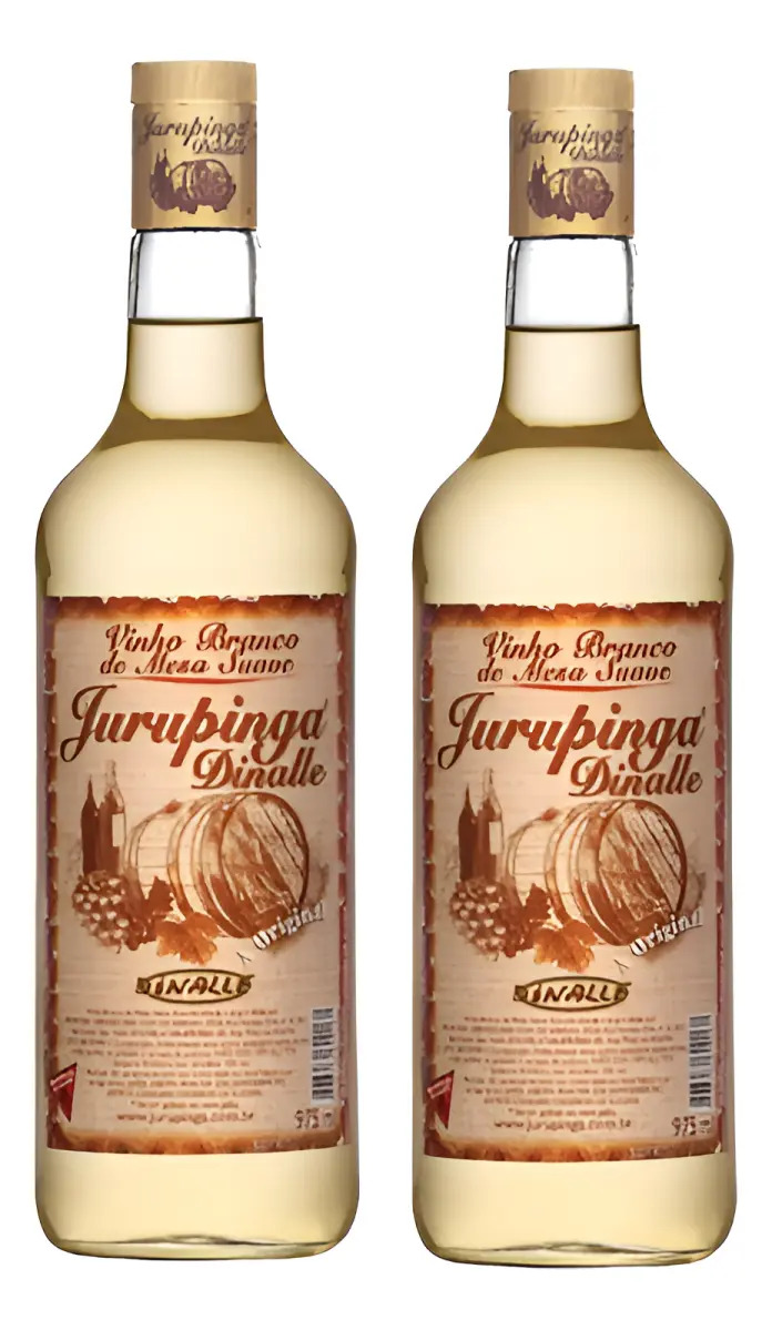 2 Vinhos Branco Suave Jurupinga Dinalle 975ml Garrafa Vidro