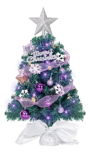 Mini Arbol De Navidad De 24 Pulgadas Con Luces Led Y Tempori