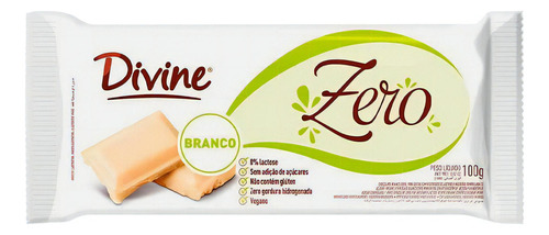 Kit C/10 Barra Chocolate Divine Branco Zero 100g Sem Lactose
