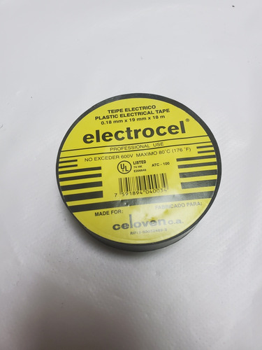 Teipe Electrico Negro Electrocel Pack De 10 Unidades