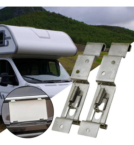 2 Soportes Rectangulares De Acero Inoxidable Con Resorte Par