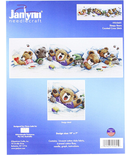 Janlynn Count Sleepy Bears Kit De Punto De Cruz Contado, 19 