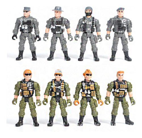 8 Unids / Set De Plástico Flexible Soldados Militares